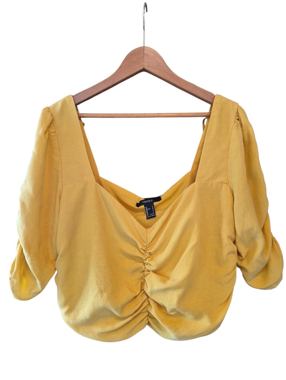 Crop Top Ruched Puff Sleeve Cottagecore Boho